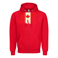 Red Canadian Bear Zipper Hoodie - artisFamous