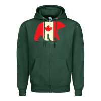 Sports Green Canadian Bear Zipper Hoodie - artisFamous