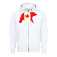 White Canadian Bear Zipper Hoodie - artisFamous