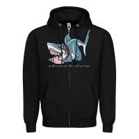 Black Sharkdog Sticker Zipper Hoodie - artisFamous
