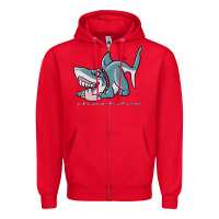 Red Sharkdog Sticker Zipper Hoodie - artisFamous