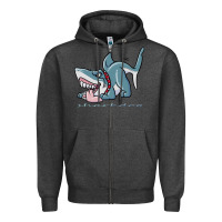 Charcoal Heather Sharkdog Sticker Zipper Hoodie - artisFamous