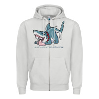Dove Grey Sharkdog Sticker Zipper Hoodie - artisFamous