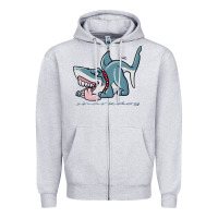 Heather Grey Sharkdog Sticker Zipper Hoodie - artisFamous