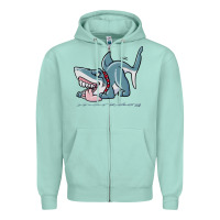 Seafoam Sharkdog Sticker Zipper Hoodie - artisFamous
