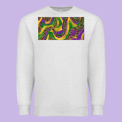 Mardi Gras Colors With Leopard Premium Sweatshirt Designed By Ranaportraitstore