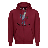 Burgundy Futurama Ctrl Alt Shift Kill Bender Zipper Hoodie - artisFamous