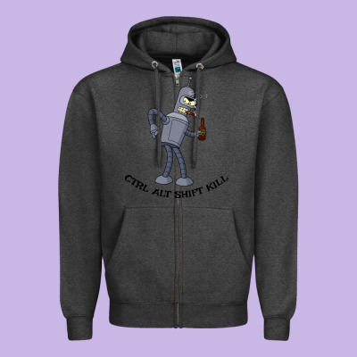 Futurama Ctrl Alt Shift Kill Bender Zipper Hoodie Designed By Artisfamous