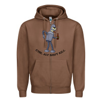 Chestnut Futurama Ctrl Alt Shift Kill Bender Zipper Hoodie - artisFamous