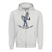 Dove Grey Futurama Ctrl Alt Shift Kill Bender Zipper Hoodie - artisFamous