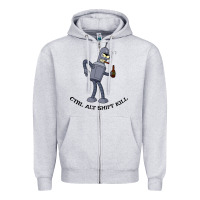 Heather Grey Futurama Ctrl Alt Shift Kill Bender Zipper Hoodie - artisFamous