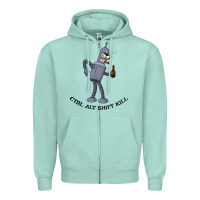Seafoam Futurama Ctrl Alt Shift Kill Bender Zipper Hoodie - artisFamous