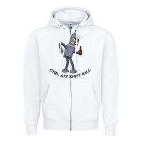 White Futurama Ctrl Alt Shift Kill Bender Zipper Hoodie - artisFamous