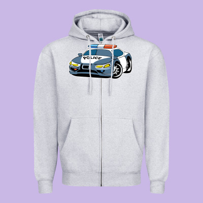 Police Car Zipper Hoodie Designed By Artisfamous