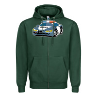Sports Green police car Zipper Hoodie - artisFamous