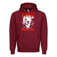 Burgundy music punk Zipper Hoodie - artisFamous