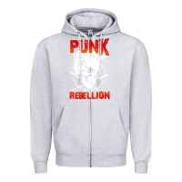 Heather Grey music punk Zipper Hoodie - artisFamous