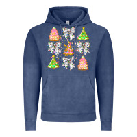 Vintage Denim Christmas Trees And Bow Vintage Hoodie - CowhideDigitalArt