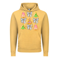 Vintage Mustard Christmas Trees And Bow Vintage Hoodie - CowhideDigitalArt