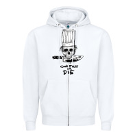 White bourdain cook free or die Zipper Hoodie - artisFamous