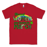 Red Blessed women are born in March Classic Tee - CowGirlArtShop