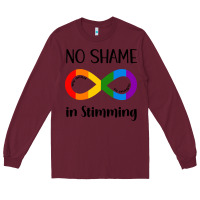 Burgundy no Shame Stimming Long Sleeve Tee - CowhideDigitalArt