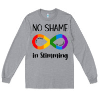 Heather Grey no Shame Stimming Long Sleeve Tee - CowhideDigitalArt