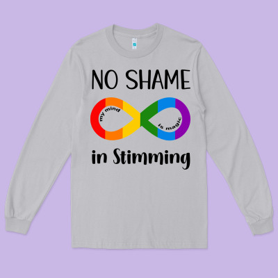 No Shame Stimming Long Sleeve Tee Designed By Cowhidedigitalart