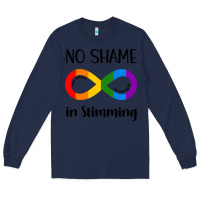 Navy no Shame Stimming Long Sleeve Tee - CowhideDigitalArt