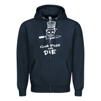 Navy bourdain cook free or die Zipper Hoodie - artisFamous