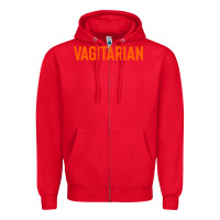 Red vagitarian Zipper Hoodie - artisFamous