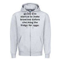 Heather Grey guess who started to make brownies Zipper Hoodie - artisFamous