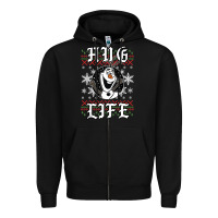 Black fro.zen o.l.a.f hug life ugly christmas sweater style shirt Zipper Hoodie - artisFamous