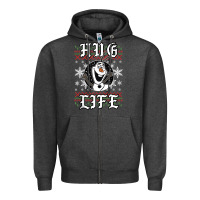 Charcoal Heather fro.zen o.l.a.f hug life ugly christmas sweater style shirt Zipper Hoodie - artisFamous