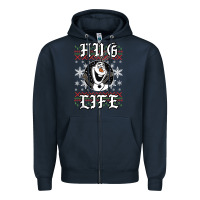Navy fro.zen o.l.a.f hug life ugly christmas sweater style shirt Zipper Hoodie - artisFamous