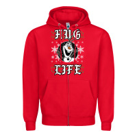 Red fro.zen o.l.a.f hug life ugly christmas sweater style shirt Zipper Hoodie - artisFamous