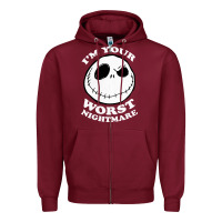 Burgundy j.a.c.k  skel.ling.ton  worst nightmare t shirt Zipper Hoodie - artisFamous