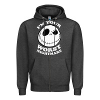 Charcoal Heather j.a.c.k  skel.ling.ton  worst nightmare t shirt Zipper Hoodie - artisFamous