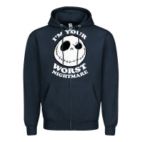 Navy j.a.c.k  skel.ling.ton  worst nightmare t shirt Zipper Hoodie - artisFamous