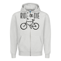 Dove Grey ride or die bicycle Zipper Hoodie - artisFamous