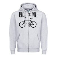 Heather Grey ride or die bicycle Zipper Hoodie - artisFamous