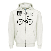 Oatmeal Heather ride or die bicycle Zipper Hoodie - artisFamous