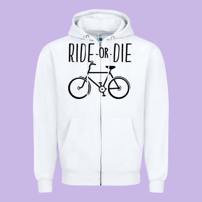 Ride Or Die Bicycle Zipper Hoodie Designed By Artisfamous