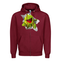 Burgundy kermit the frog Zipper Hoodie - artisFamous
