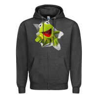 Charcoal Heather kermit the frog Zipper Hoodie - artisFamous