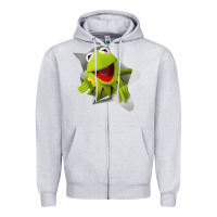 Heather Grey kermit the frog Zipper Hoodie - artisFamous