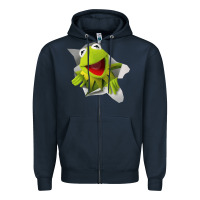 Navy kermit the frog Zipper Hoodie - artisFamous