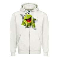 Oatmeal Heather kermit the frog Zipper Hoodie - artisFamous