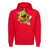 Red kermit the frog Zipper Hoodie - artisFamous