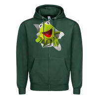 Sports Green kermit the frog Zipper Hoodie - artisFamous